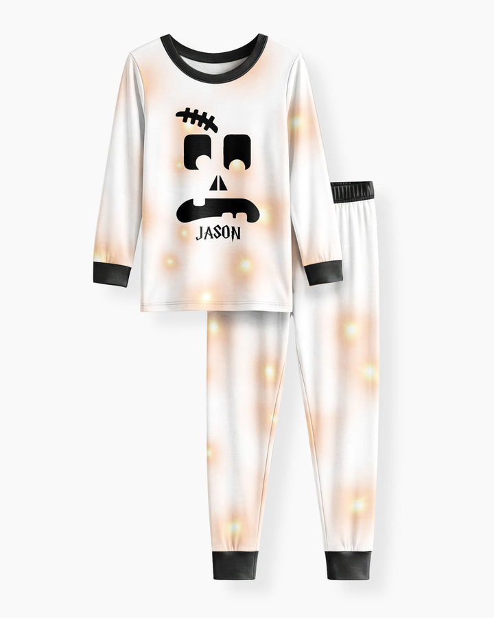 Glowing Pumpkin Bamboo Two Piece Long Sleeve Pajama Set