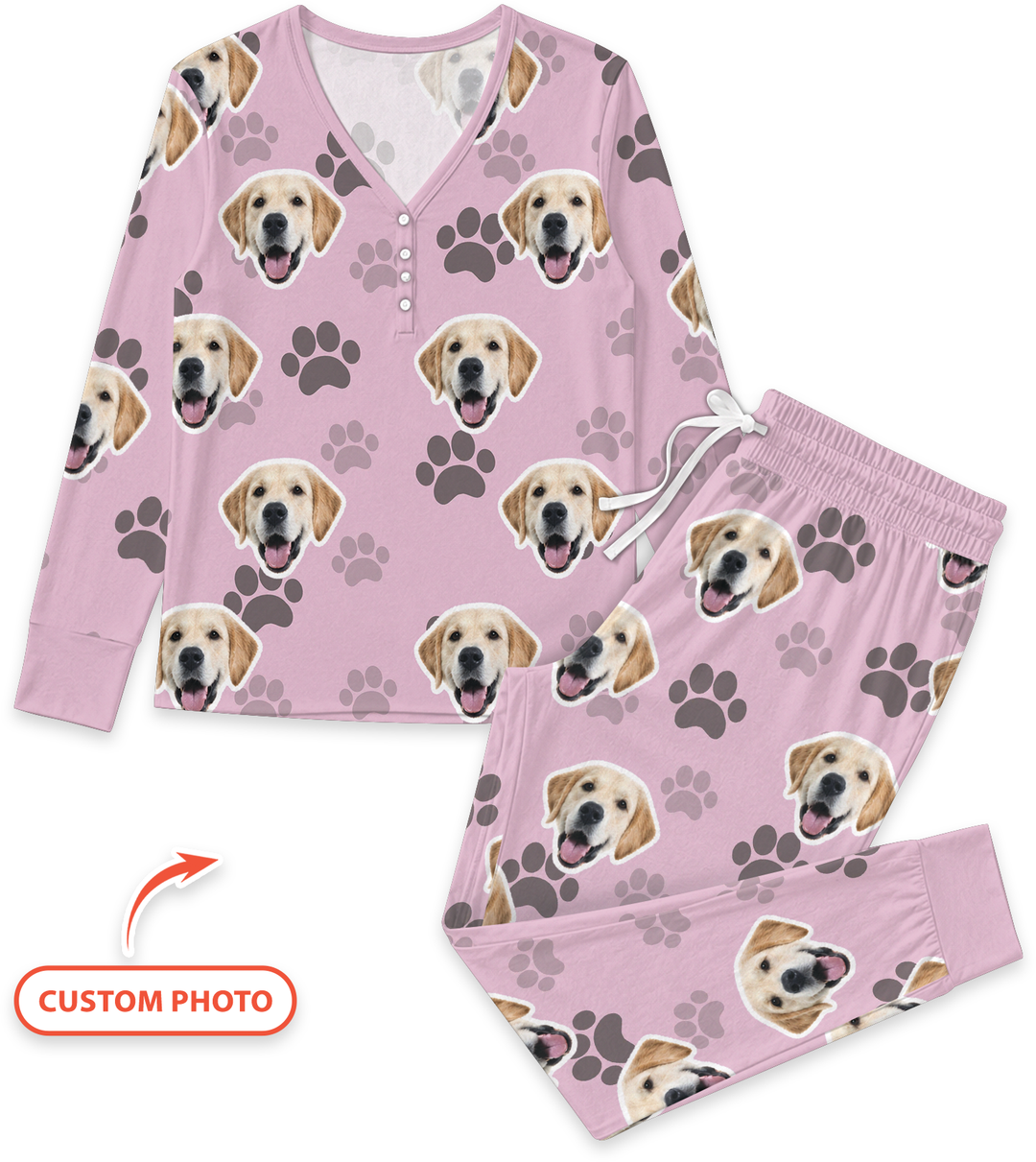Personalized Dog & Cat Photo Bamboo Women Pajama Set