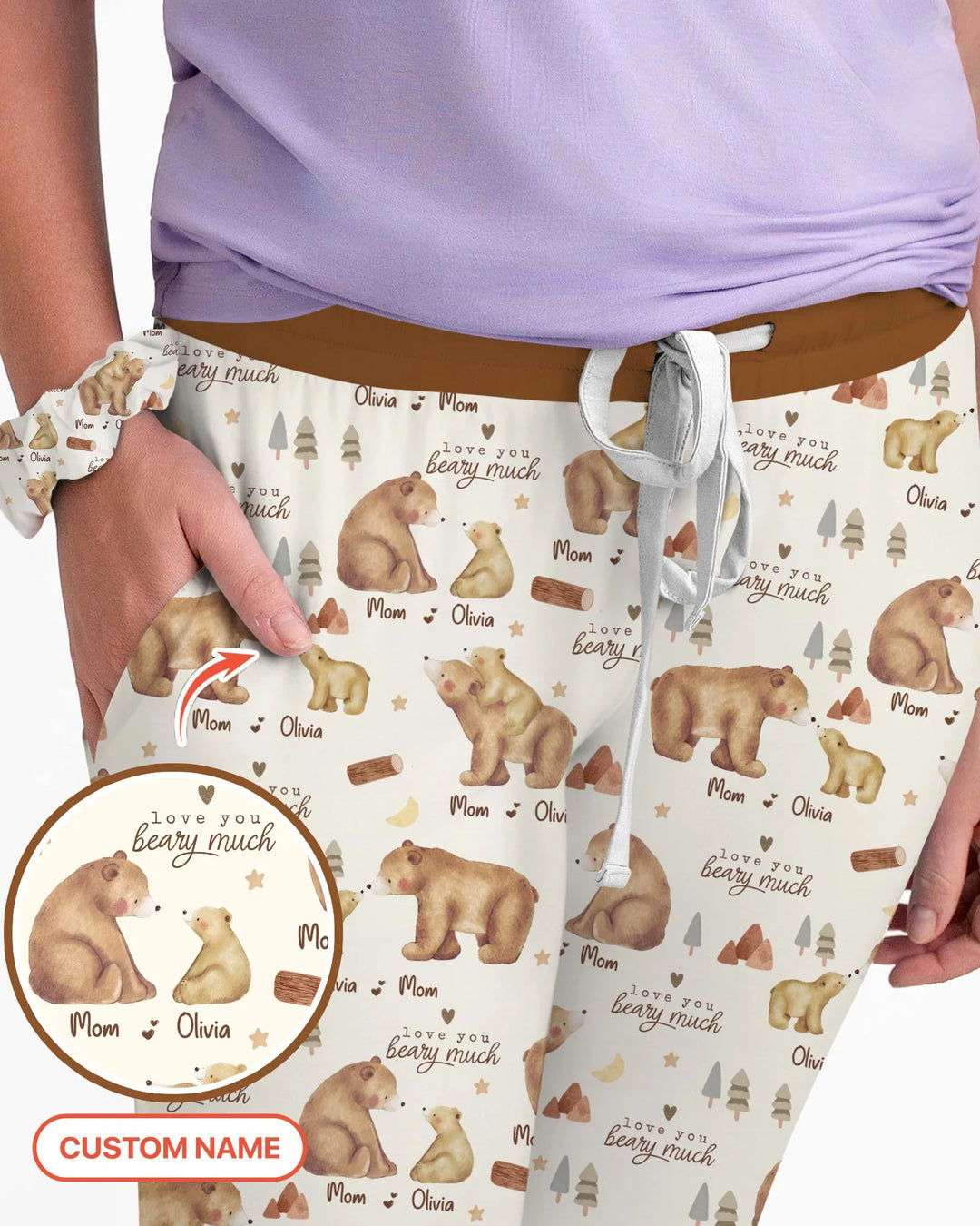 "Ich hab' dich bärenstark lieb" Mama & Ich passendes Bambus-Pyjama-Set für Damen