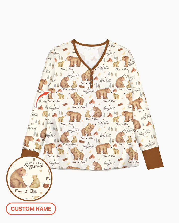 "Ich hab' dich bärenstark lieb" Mama & Ich passendes Bambus-Pyjama-Set für Damen
