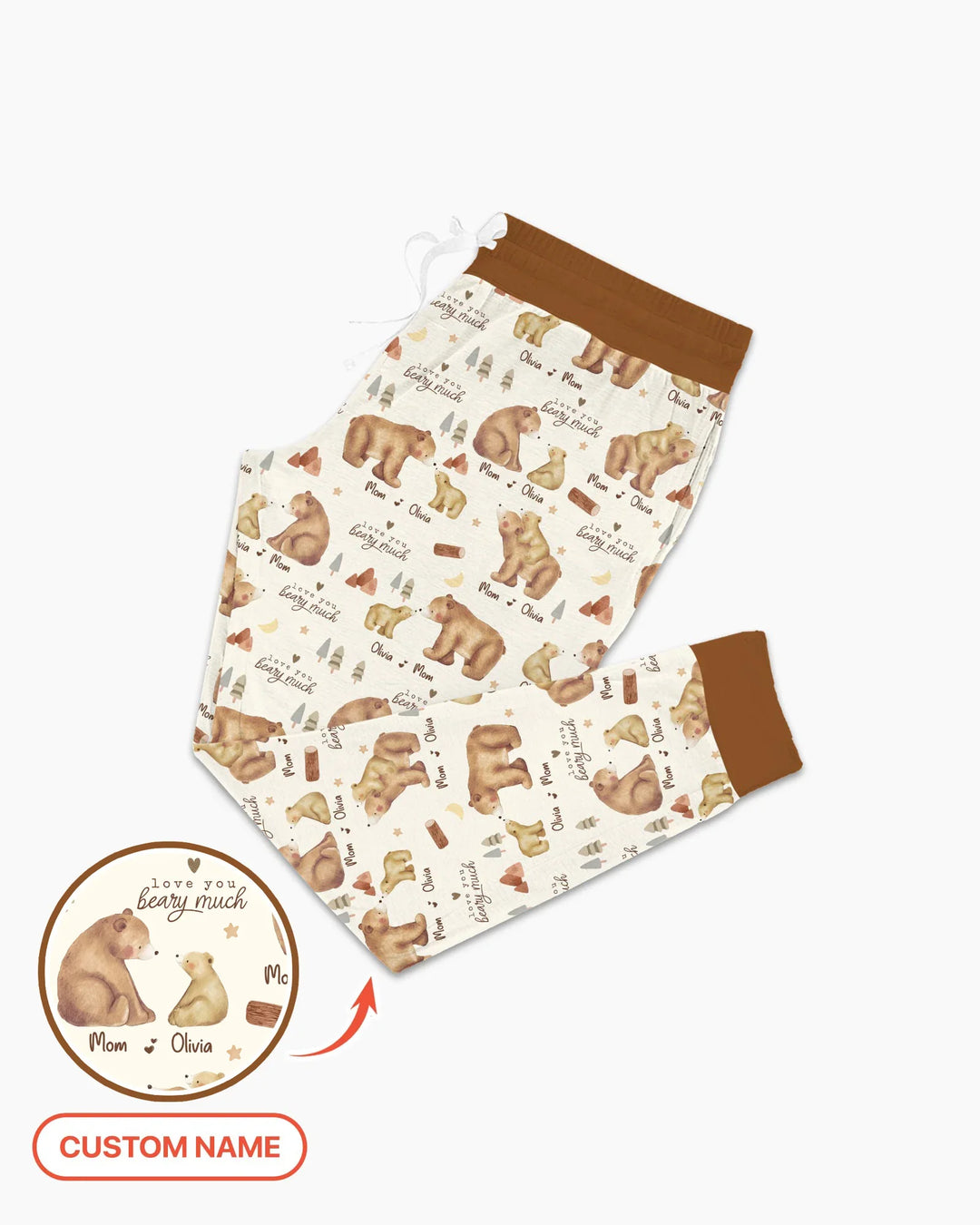 "Ich hab' dich bärenstark lieb" Mama & Ich passendes Bambus-Pyjama-Set für Damen