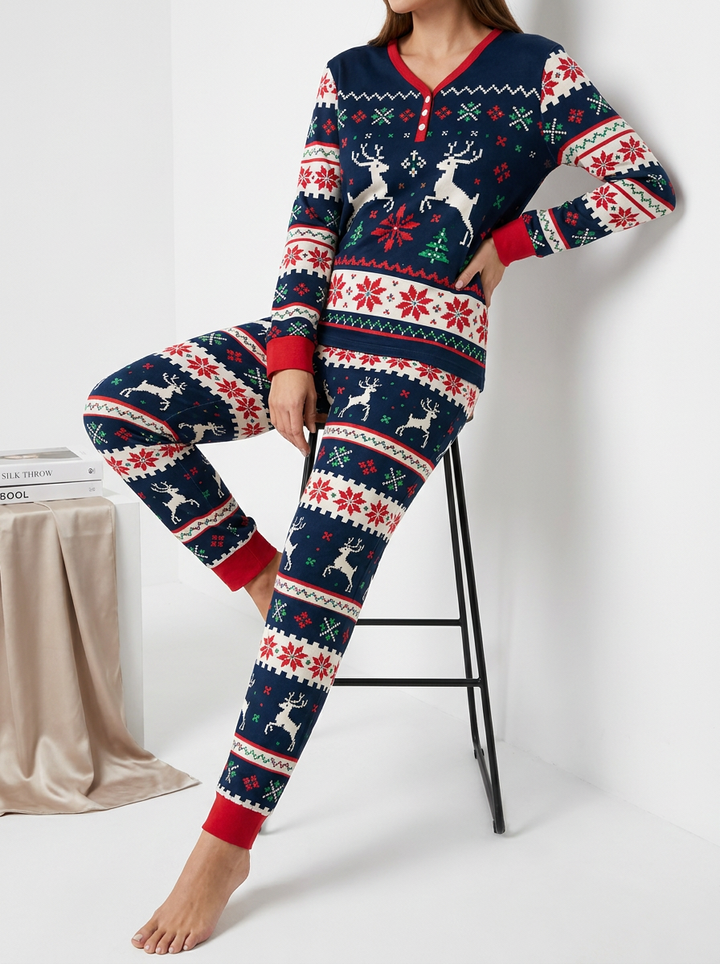 Classic Fair Isle Winter Bamboo Women Pajama Set