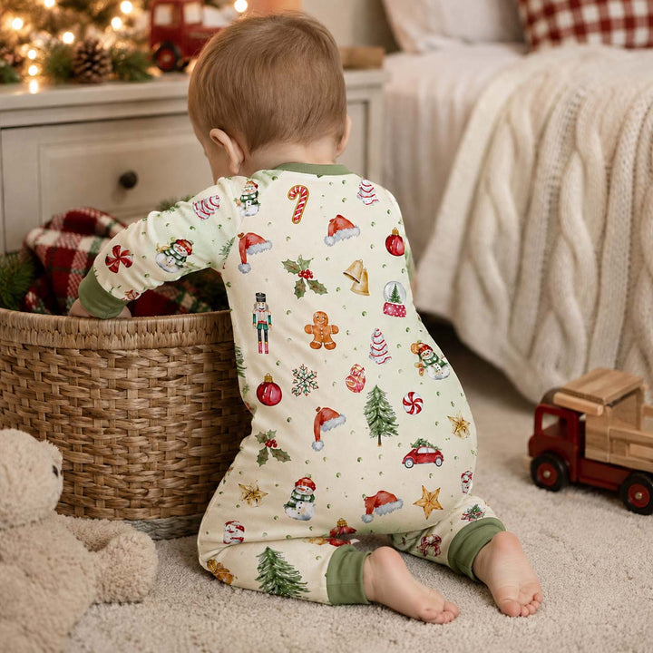 Watercolor Christmas Holiday Treasures Bamboo Convertible Zippy