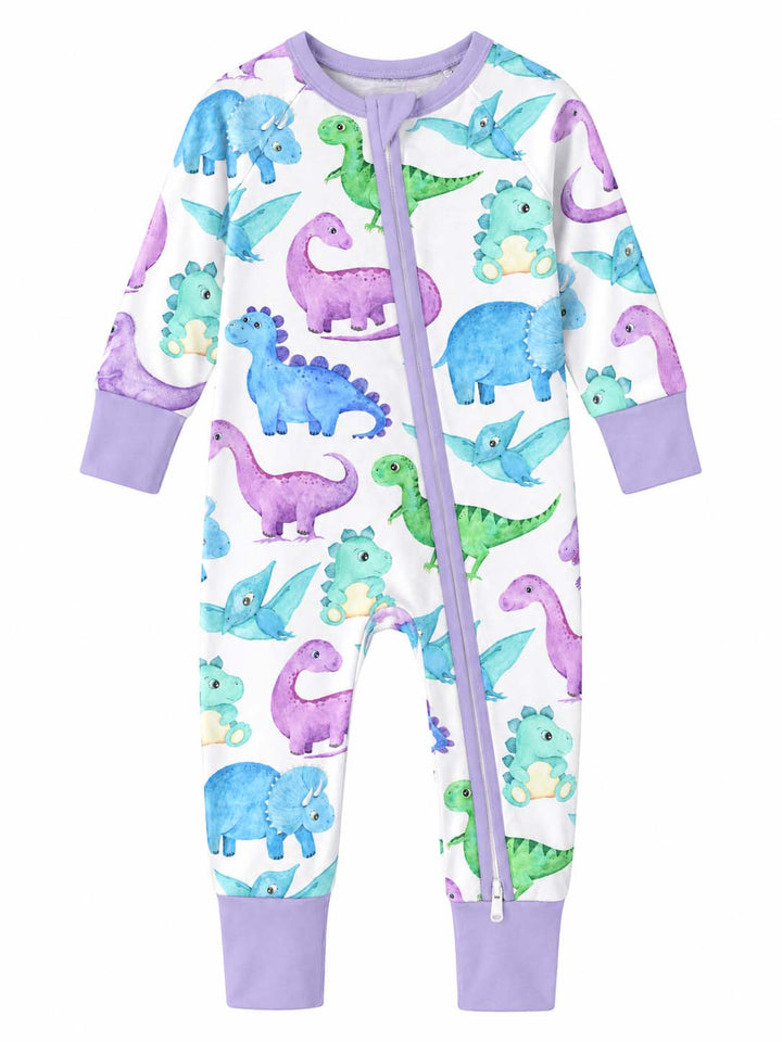 Watercolor Dinosaur Friends Bamboo Convertible Zippy