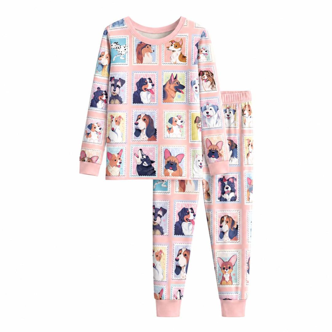 Watercolor Dog Portraits Bamboo Two Piece Long Sleeve Pajama Set