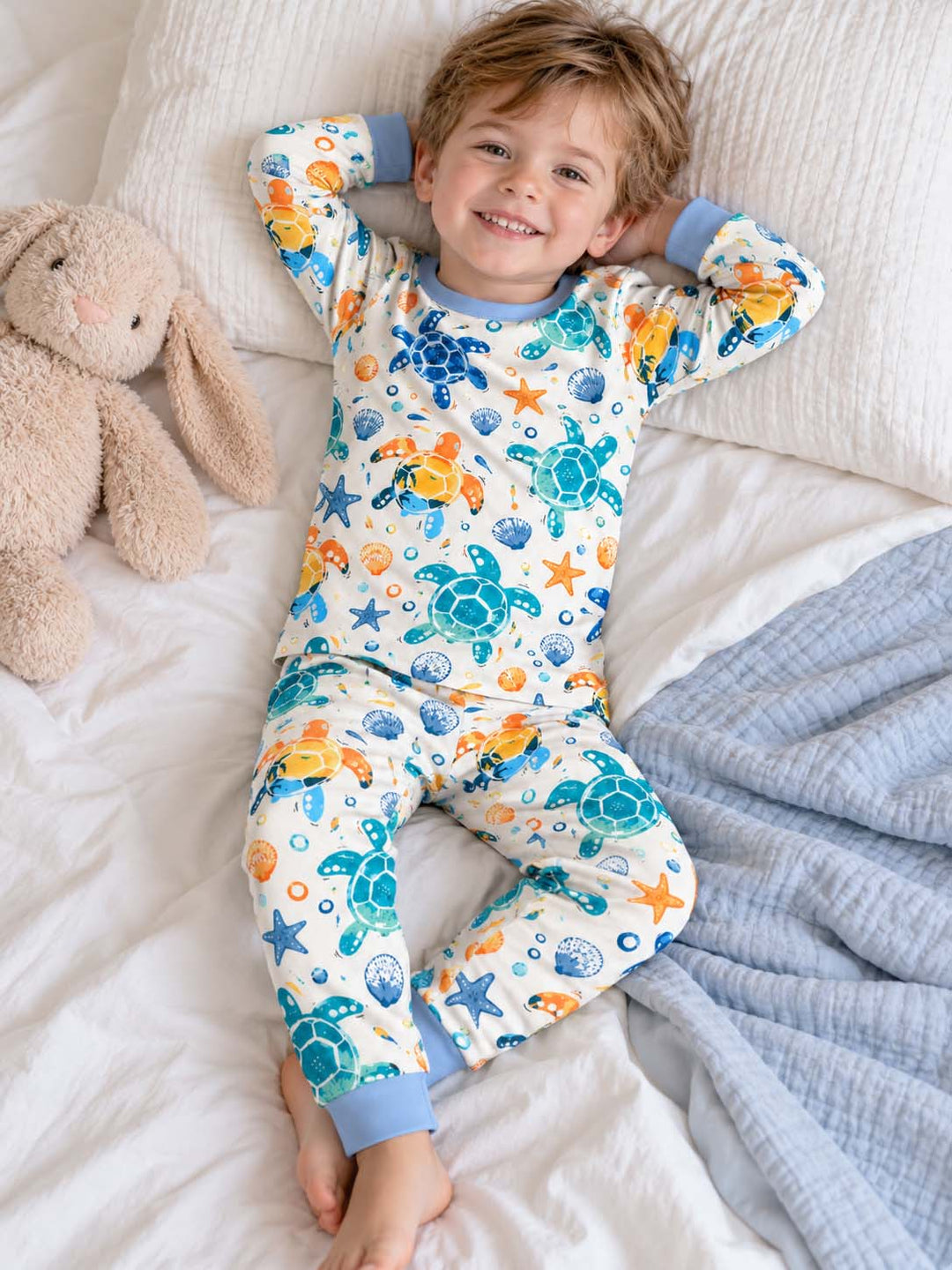 Watercolor Sea Turtle Bamboo Two Piece Long Sleeve Pajama Set