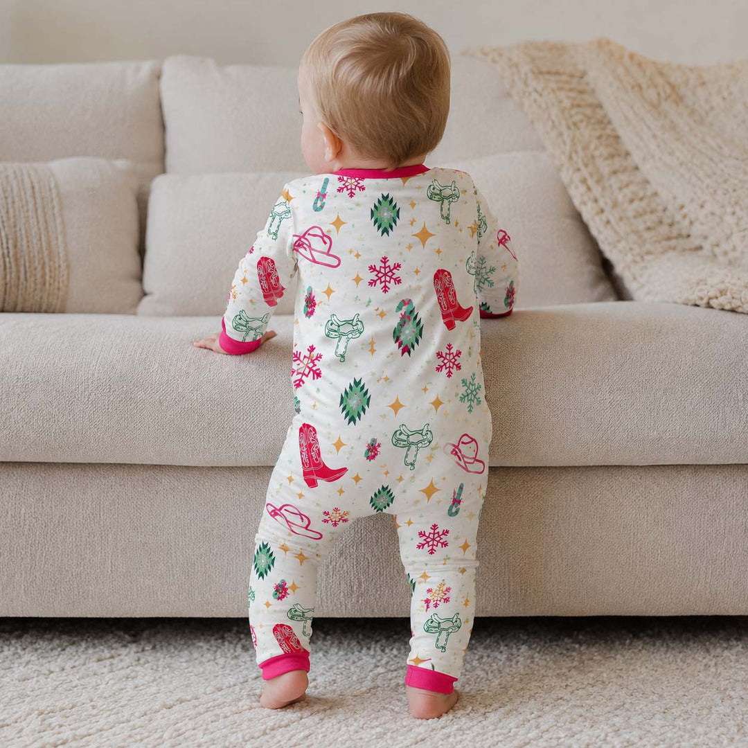 Western Christmas Cowgirl Bamboo Two Piece Long Sleeve Pajama Set