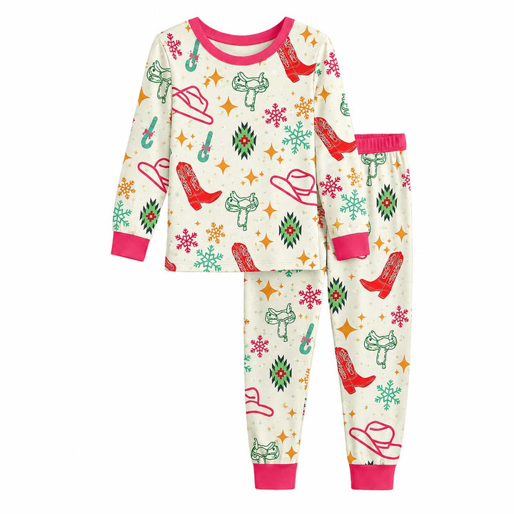 Western Christmas Cowgirl Bamboo Two Piece Long Sleeve Pajama Set