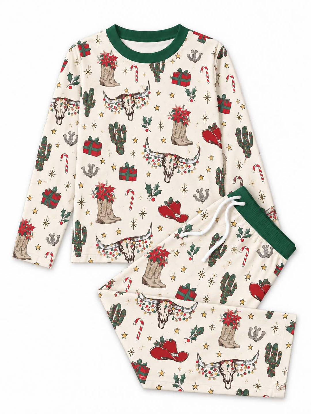 Western Skull Christmas Pattern Bamboo Men's Pajama Set