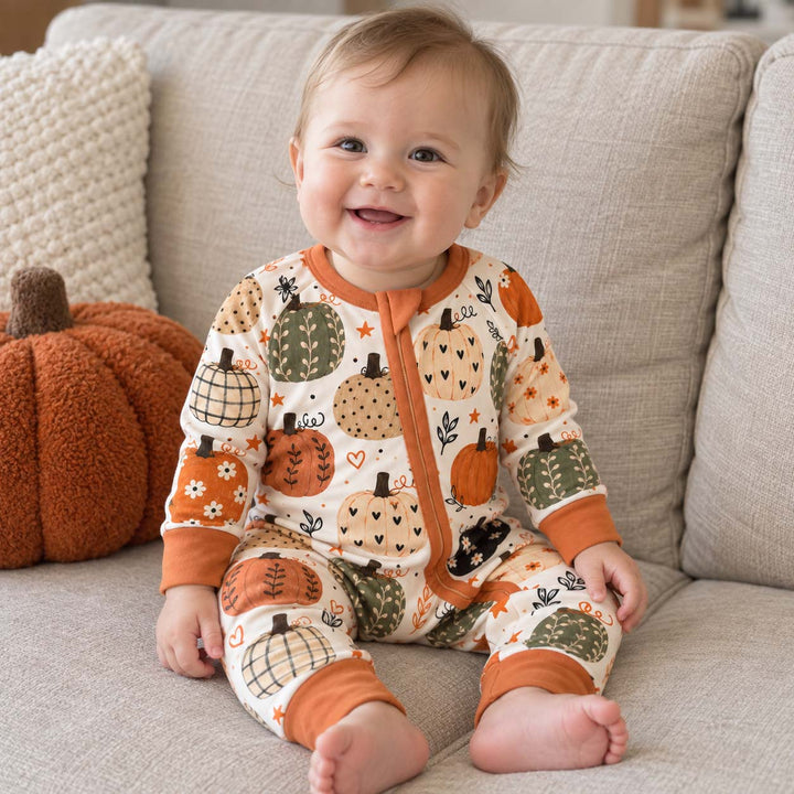 Whimsical Patterned Pumpkins Bamboo Convertible Zippy
