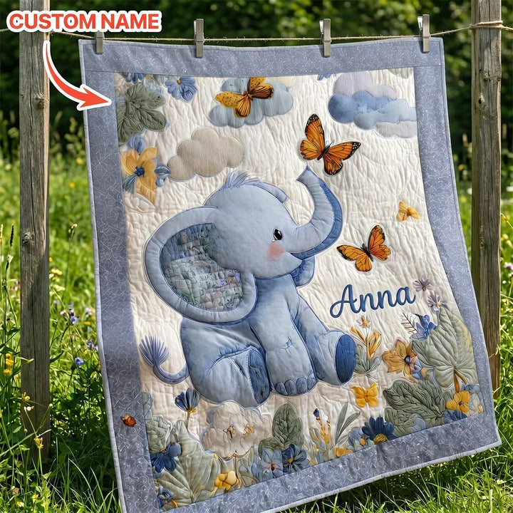 Wild Elephant Custom Bamboo Quilt Blanket