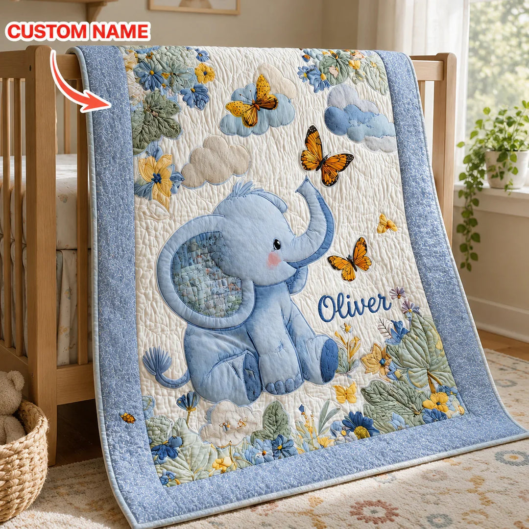 Wild Elephant Custom Bamboo Quilt Blanket