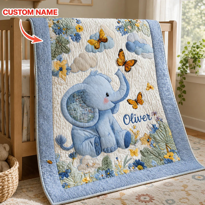 Wild Elephant Custom Bamboo Quilt Blanket
