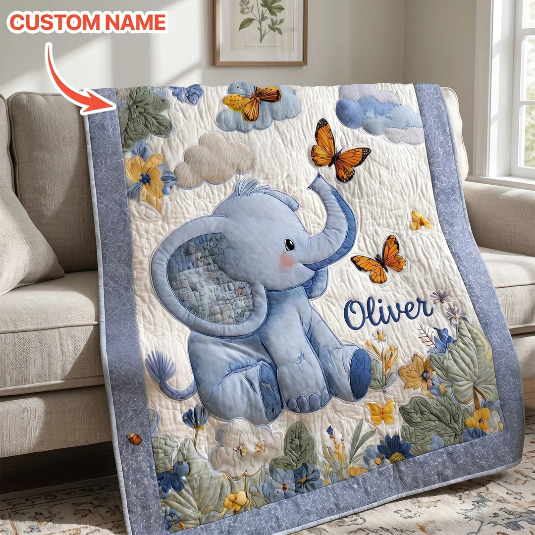 Wild Elephant Custom Bamboo Quilt Blanket