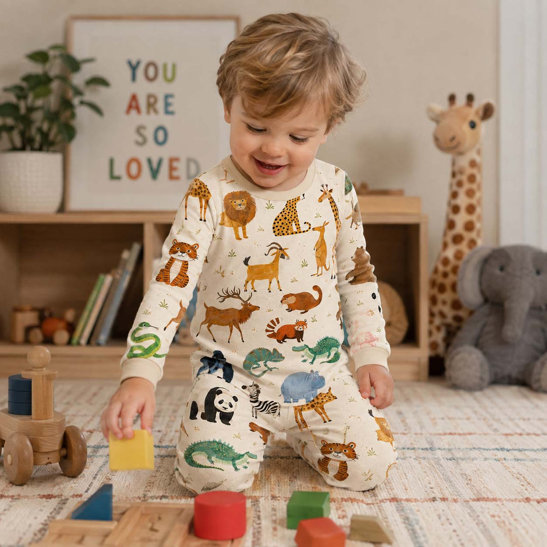 Wild Animal Collection Bamboo Two Piece Long Sleeve Pajama Set