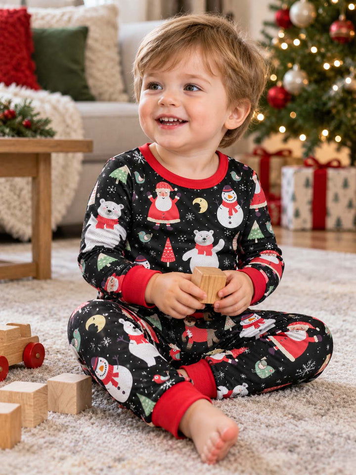 Winter Friends Christmas Bamboo Two Piece Long Sleeve Pajama Set