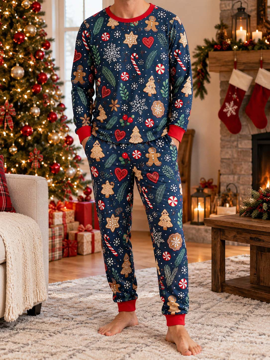 Winter Gingerbread Sweets Bamboo Men's Pajama Set