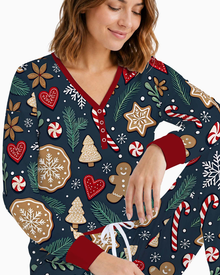 Winter Gingerbread Sweets Bamboo Women Pajama Set