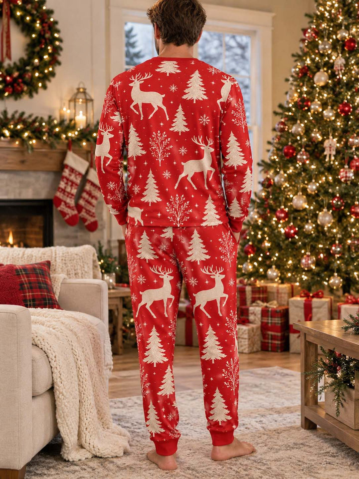 Winter Reindeer Christmas Forest Bamboo Men's Pajama Set