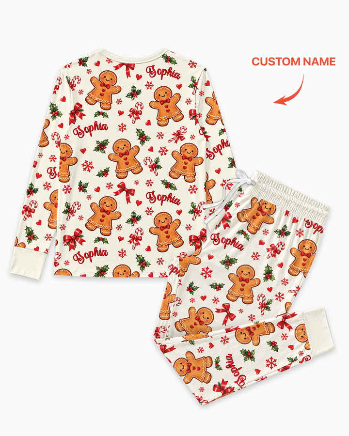 Custom Name Gingerbread Bamboo Women Pajama Set