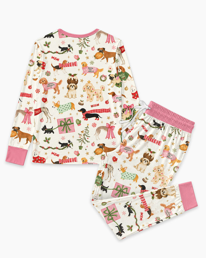 Festive Dog Merry Woofmas Bamboo Women Pajama Set