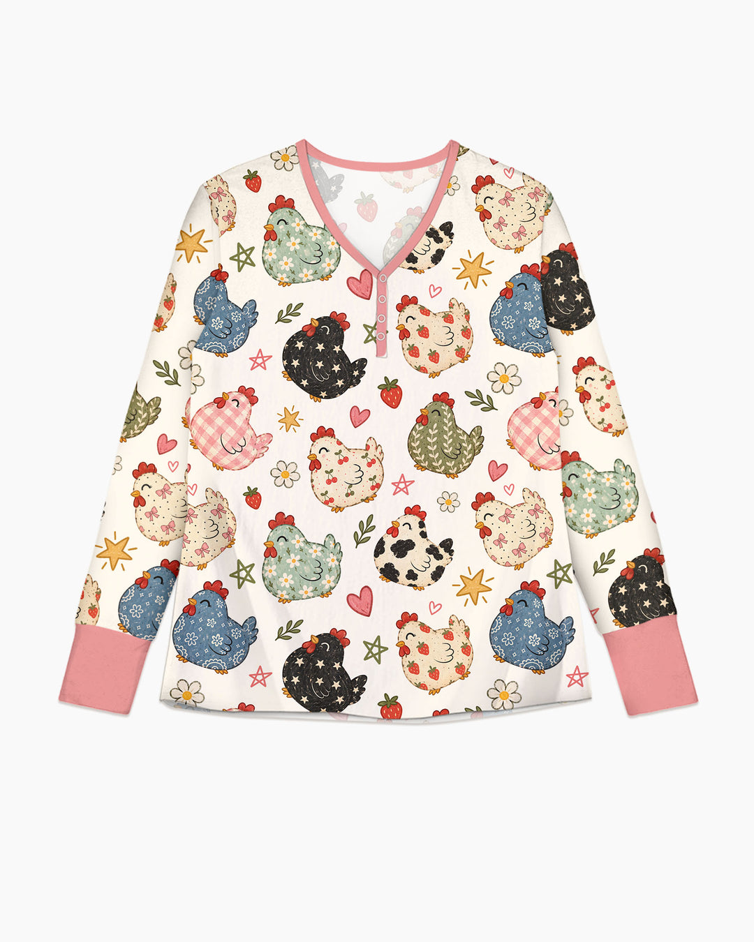 Playful Farm Chicken Bamboo Women Pajama Set