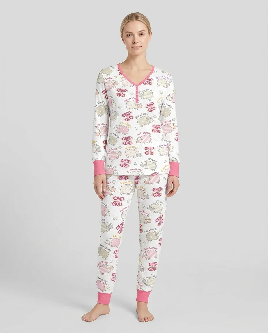 A Child Of God Mädchen Pyjama-Set aus Bambus für Damen