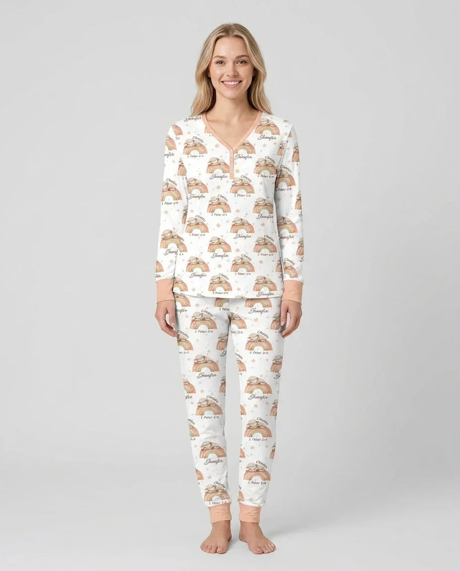 Ausgewählt als eigenes Custom Name Bambus Damen Pyjama Set