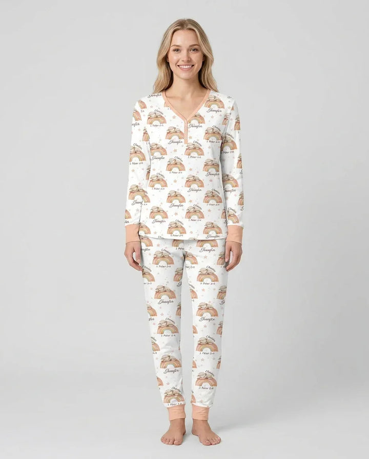 Ausgewählt als eigenes Custom Name Bambus Damen Pyjama Set