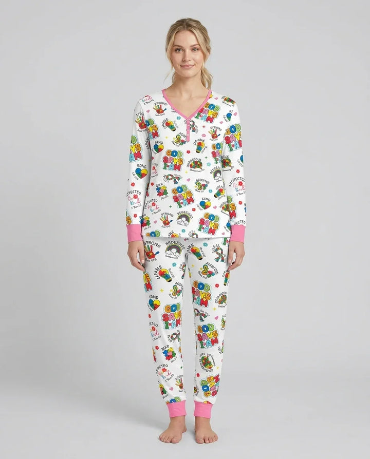 Gott sagt, ich bin Autismus-Bewusstsein Bambus Damen Pyjama Set