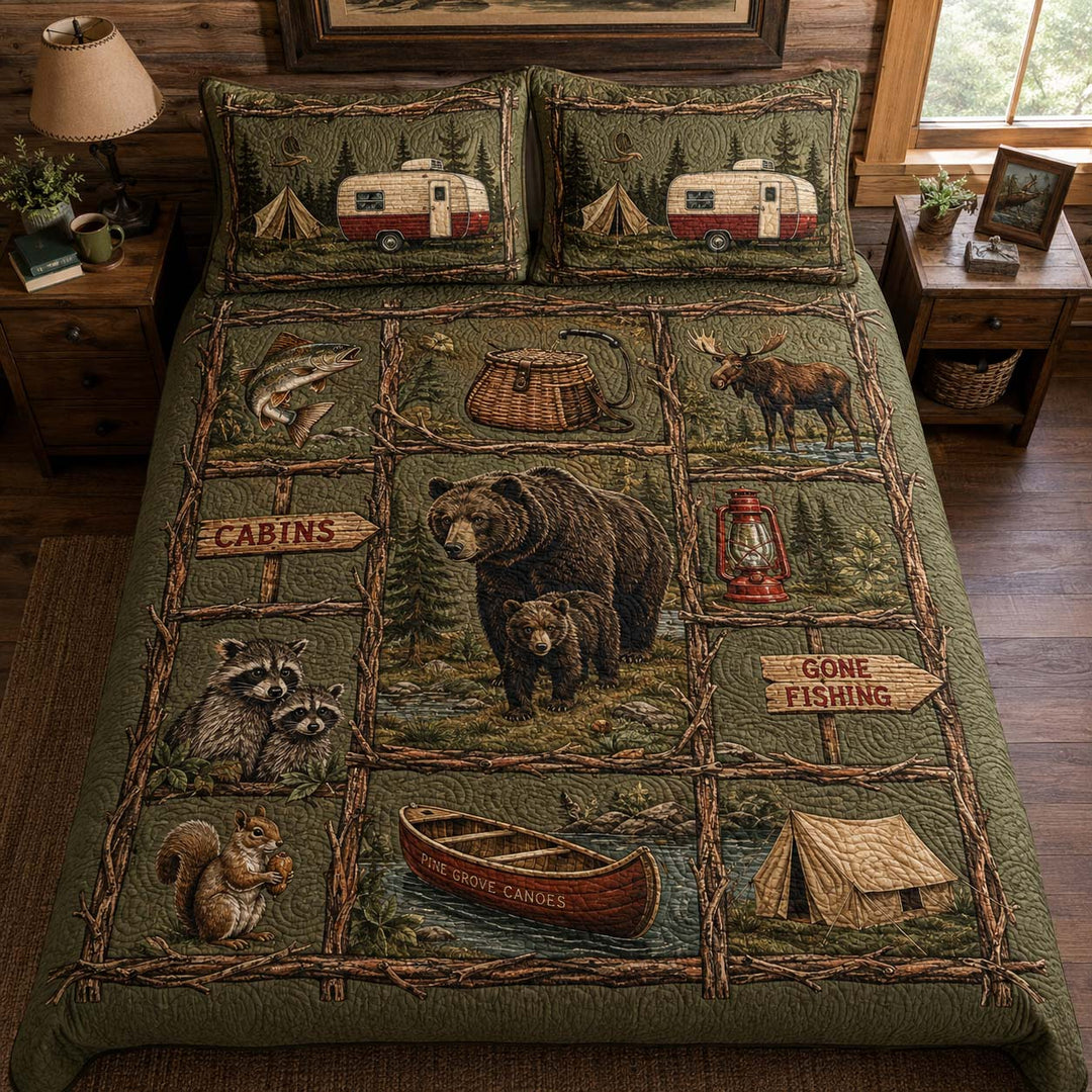 Woodland Camping Life Bamboo Quilt Bedding Set