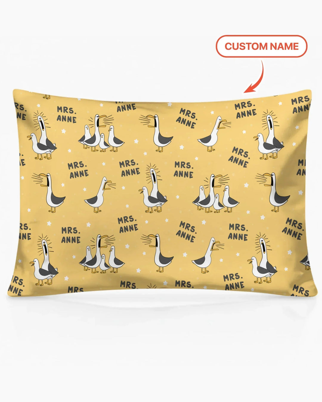 Custom Funny Seagulls Teacher Bamboo Pillow Case