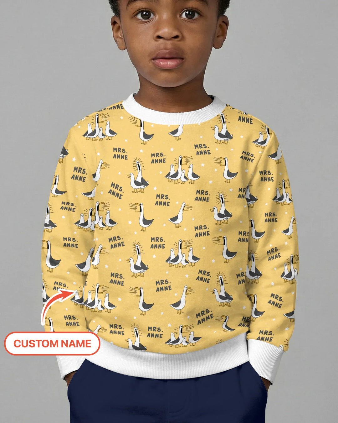Custom Funny Seagulls Teacher Bamboo Crewneck Sweatshirt