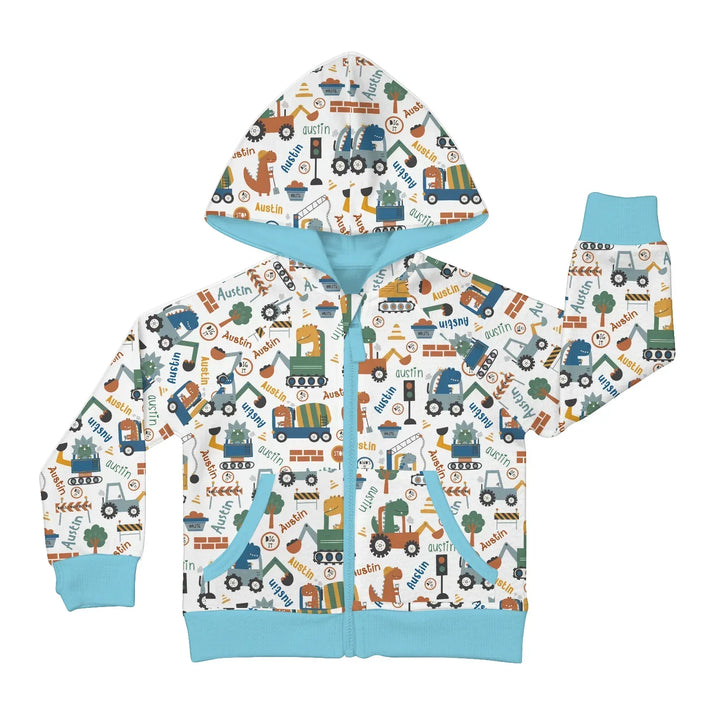 Personalisierter Dino-Bagge Bamus-Reißverschluss-Hoodie