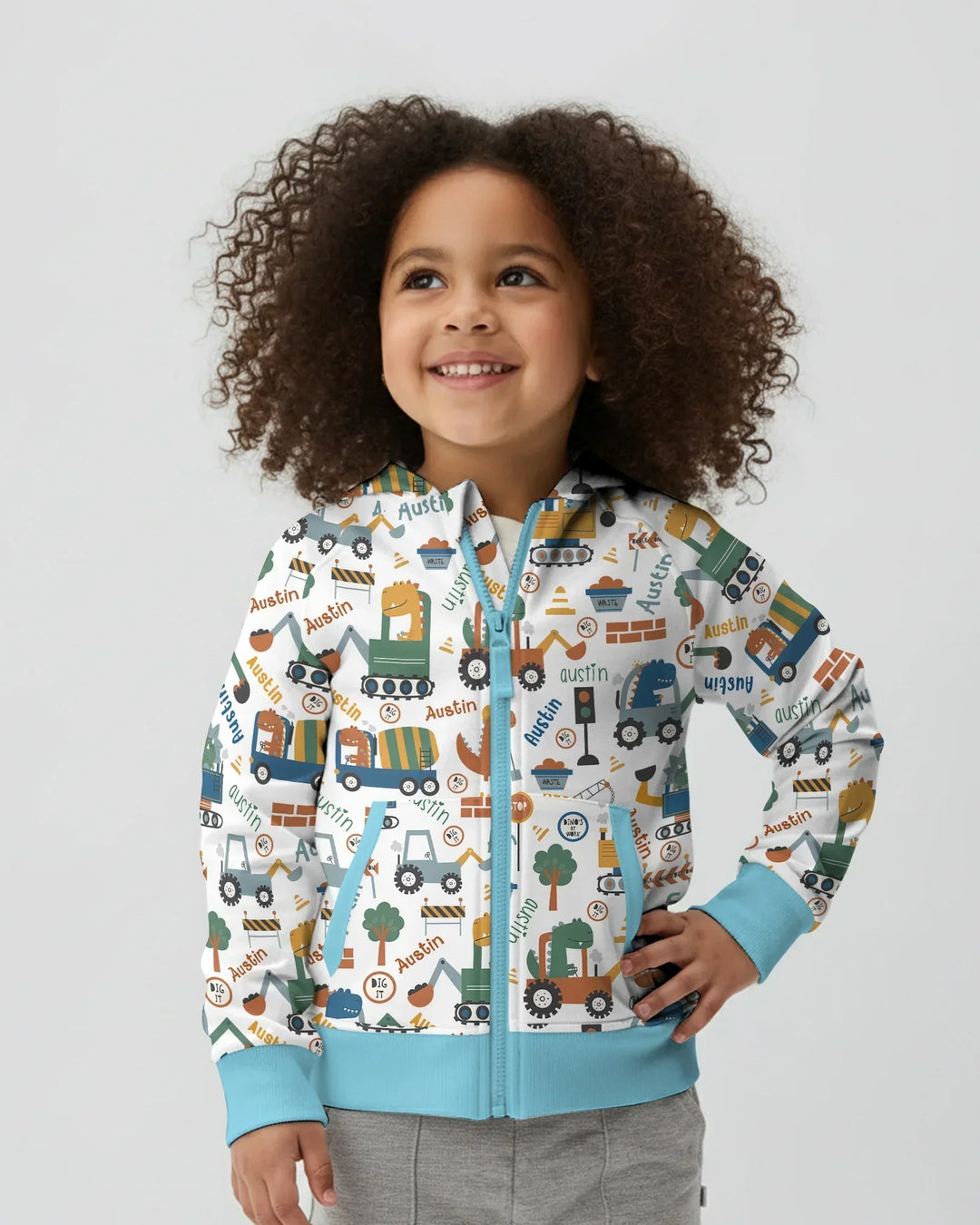 Personalisierter Dino-Bagge Bamus-Reißverschluss-Hoodie
