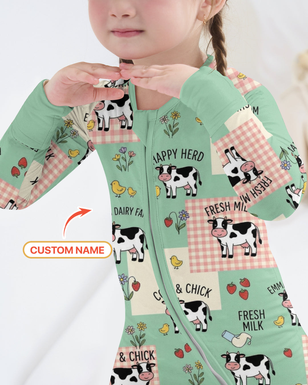 Custom Name Minty Farm And A Tiny Chick Bamboo Convertible Zippy