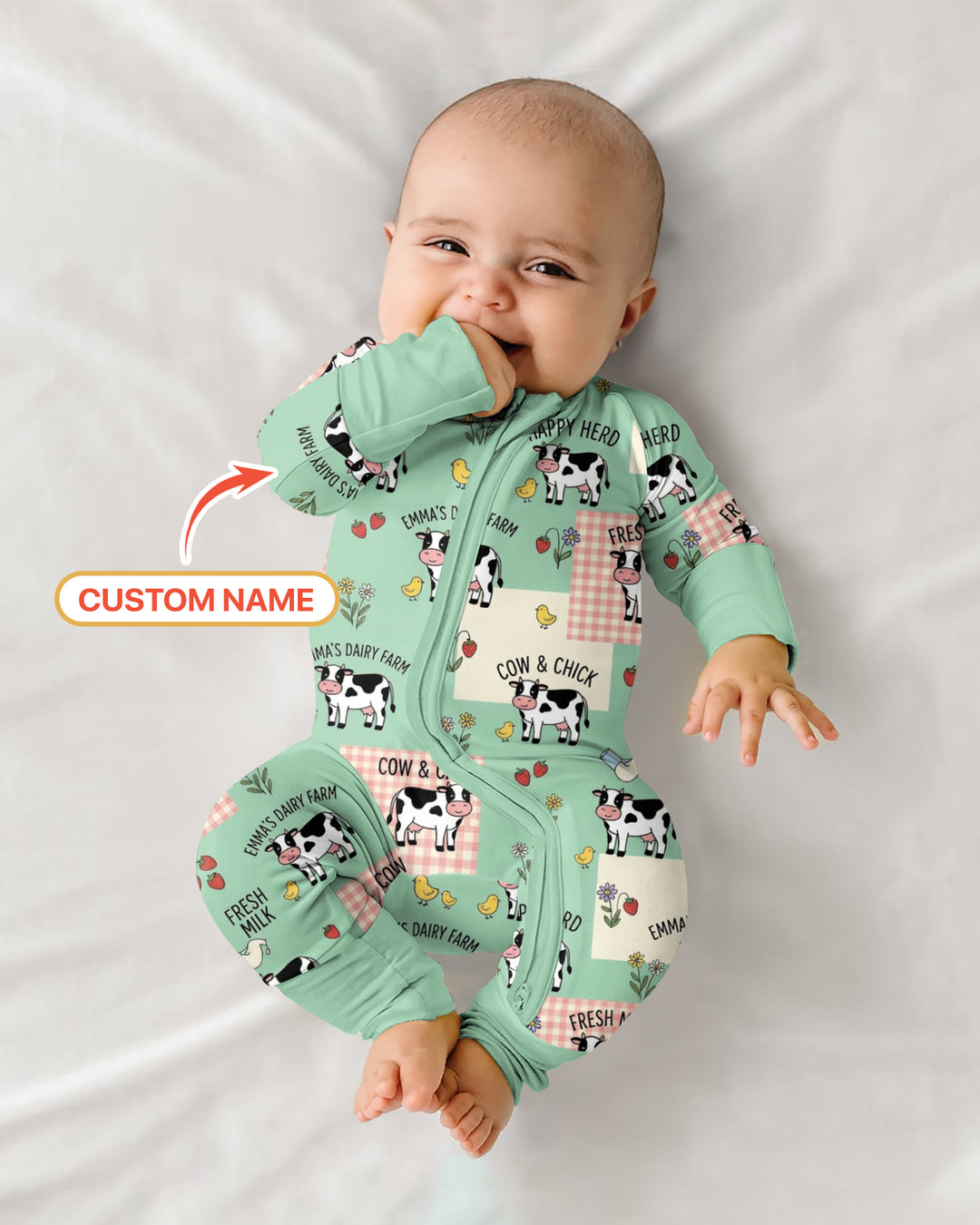 Custom Name Minty Farm And A Tiny Chick Bamboo Convertible Zippy