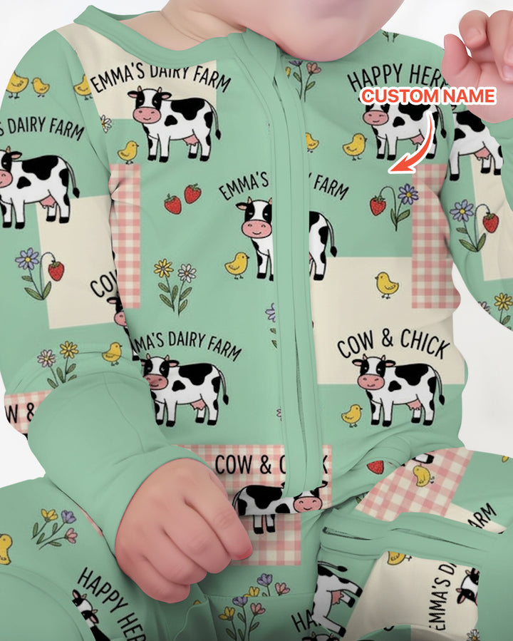 Custom Name Minty Farm And A Tiny Chick Bamboo Convertible Zippy