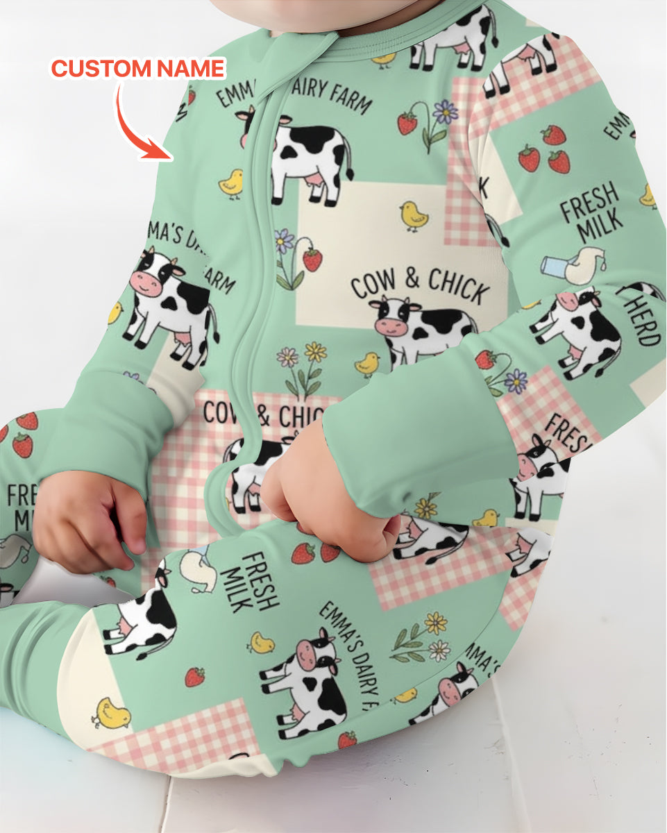 Custom Name Minty Farm And A Tiny Chick Bamboo Convertible Zippy