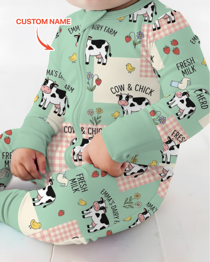 Custom Name Minty Farm And A Tiny Chick Bamboo Convertible Zippy