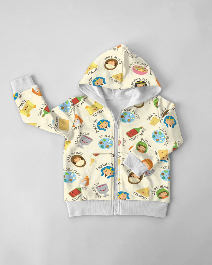 Cute Passover Characters Bamboo Zip Hoodie