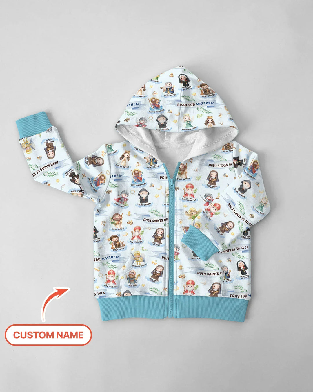Heilige des Himmels Personalisierter Bambus-Kapuzenpullover mit Reißverschluss