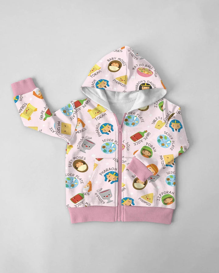 Cute Passover Characters Bamboo Zip Hoodie