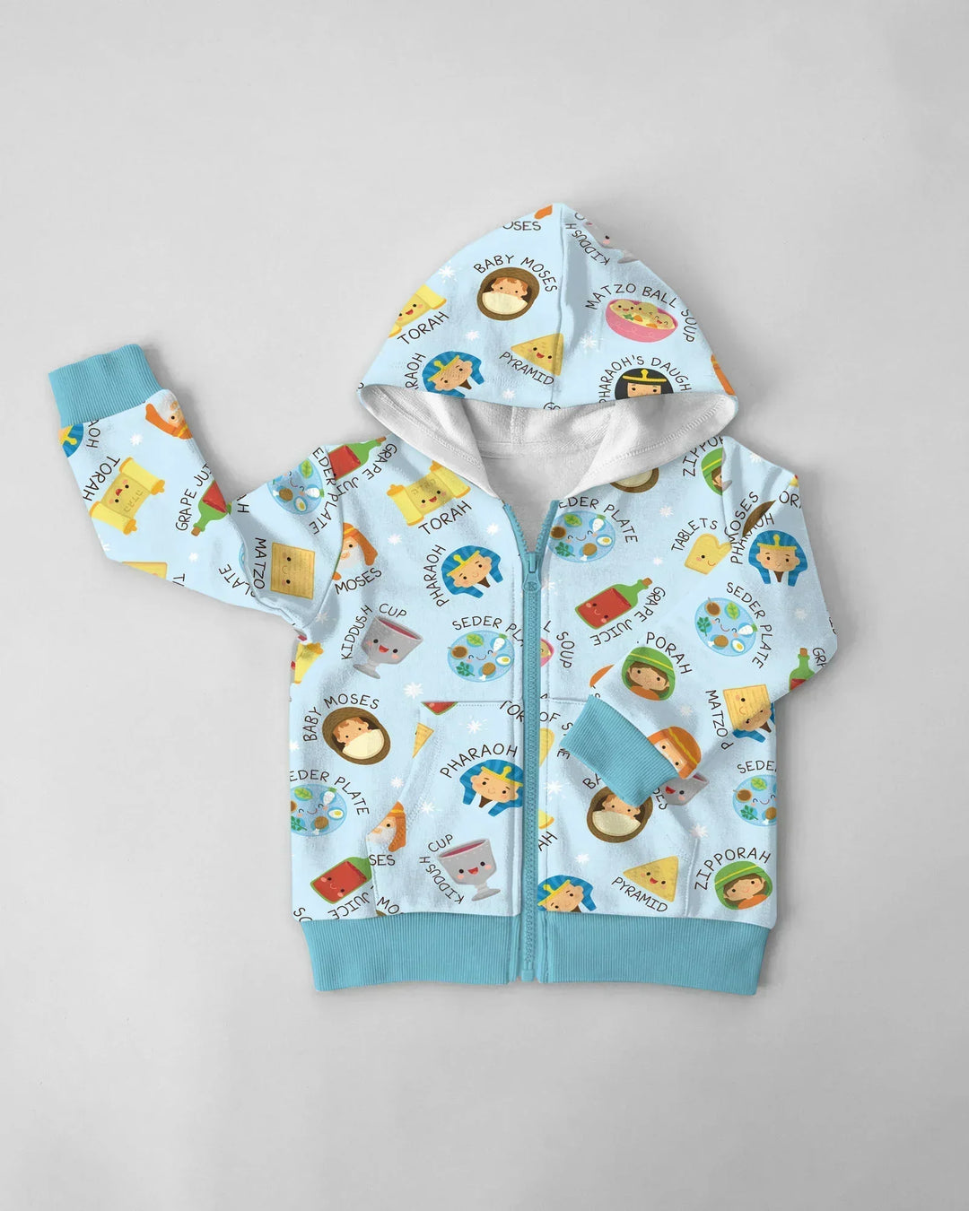 Cute Passover Characters Bamboo Zip Hoodie