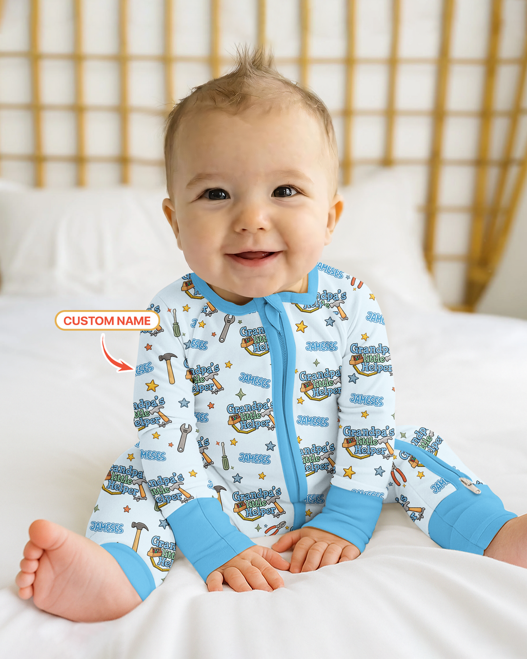 Personalized Grandpa’s Little Helper Bamboo Convertible Zippy