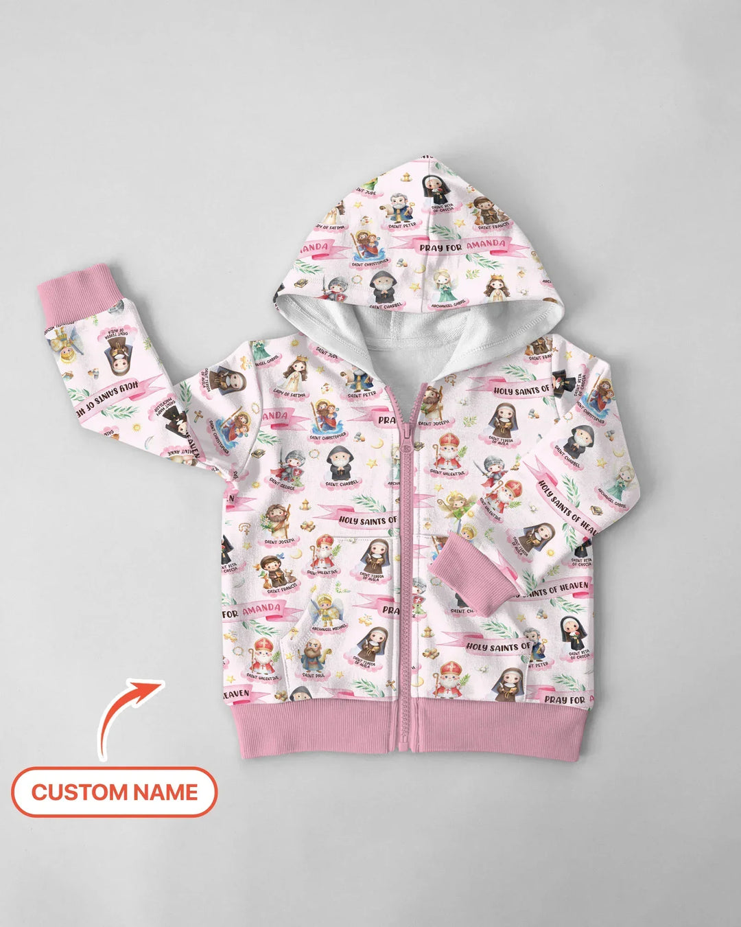 Heilige des Himmels Personalisierter Bambus-Kapuzenpullover mit Reißverschluss