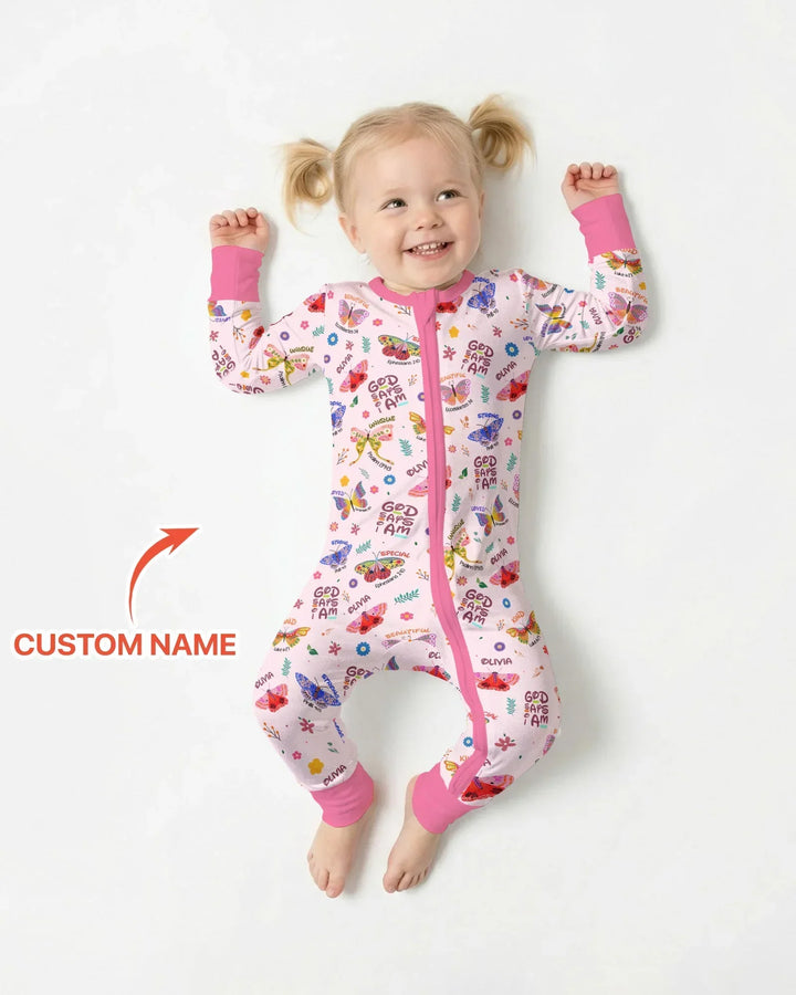 Custom Name God says I am Butterfly Bamboo Convertible Zippy