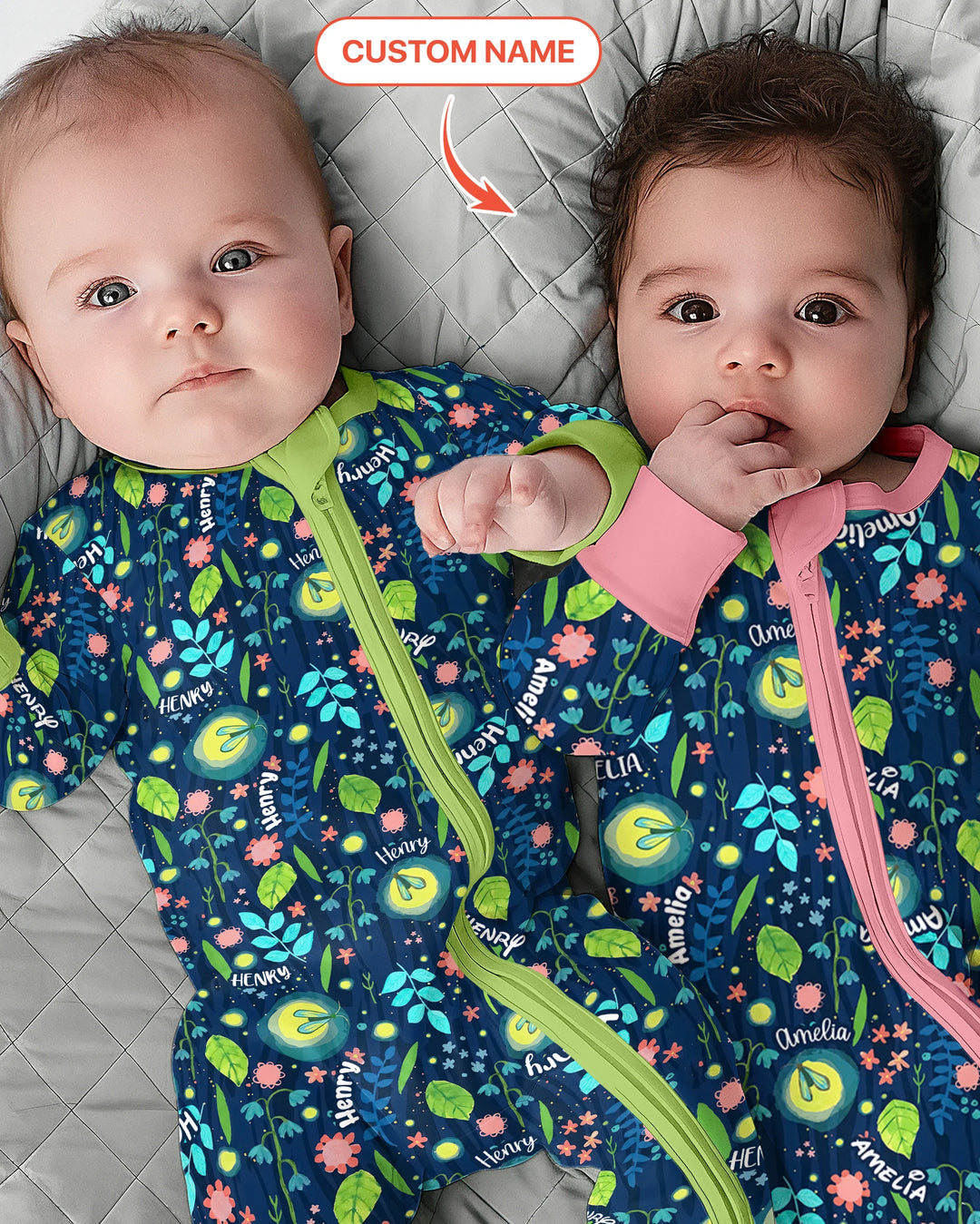 Nighttime Bugs Custom Name Bamboo Convertible Zippy