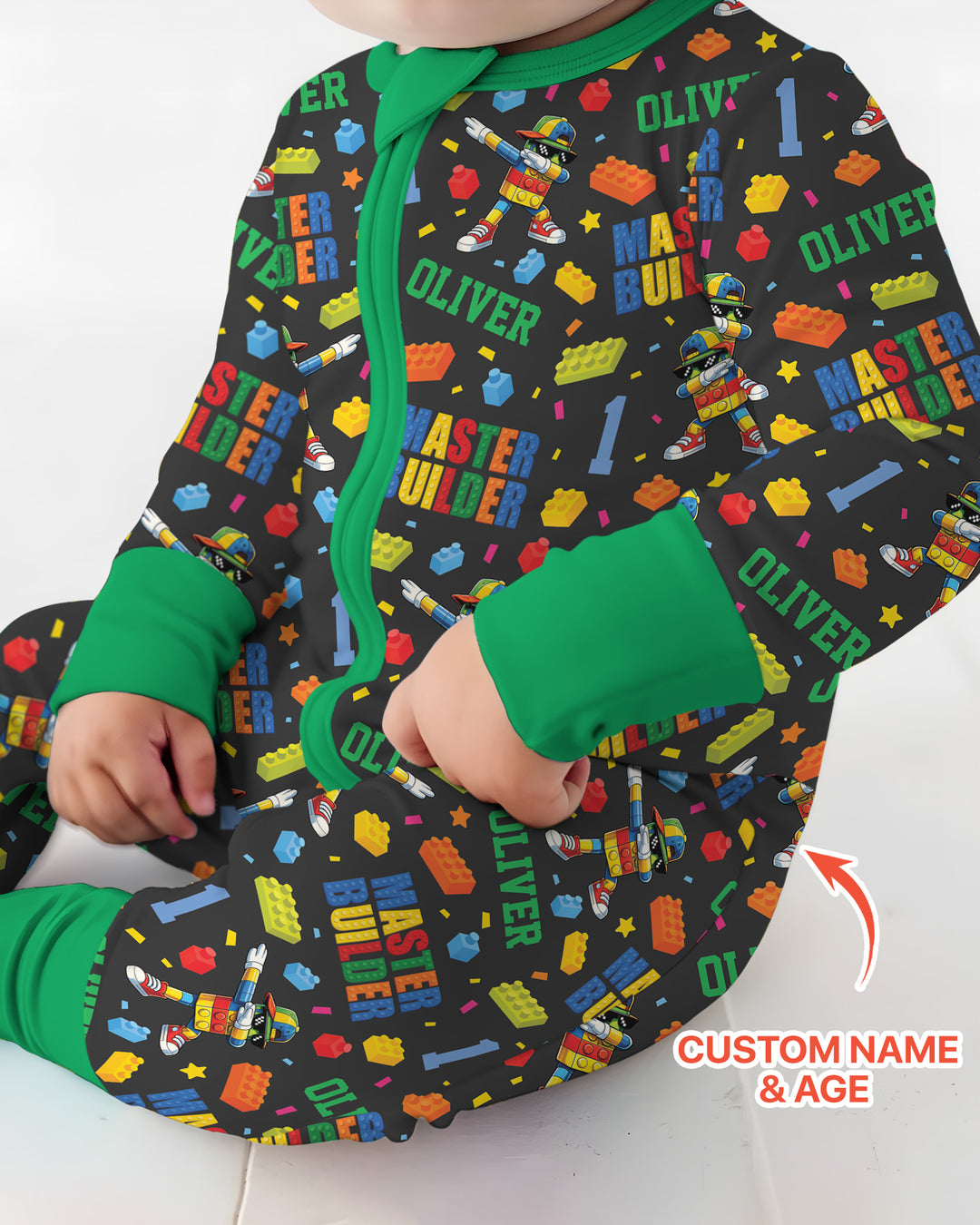 Custom Name and Age Master Builder Birthday Bamboo Convertible Zippy