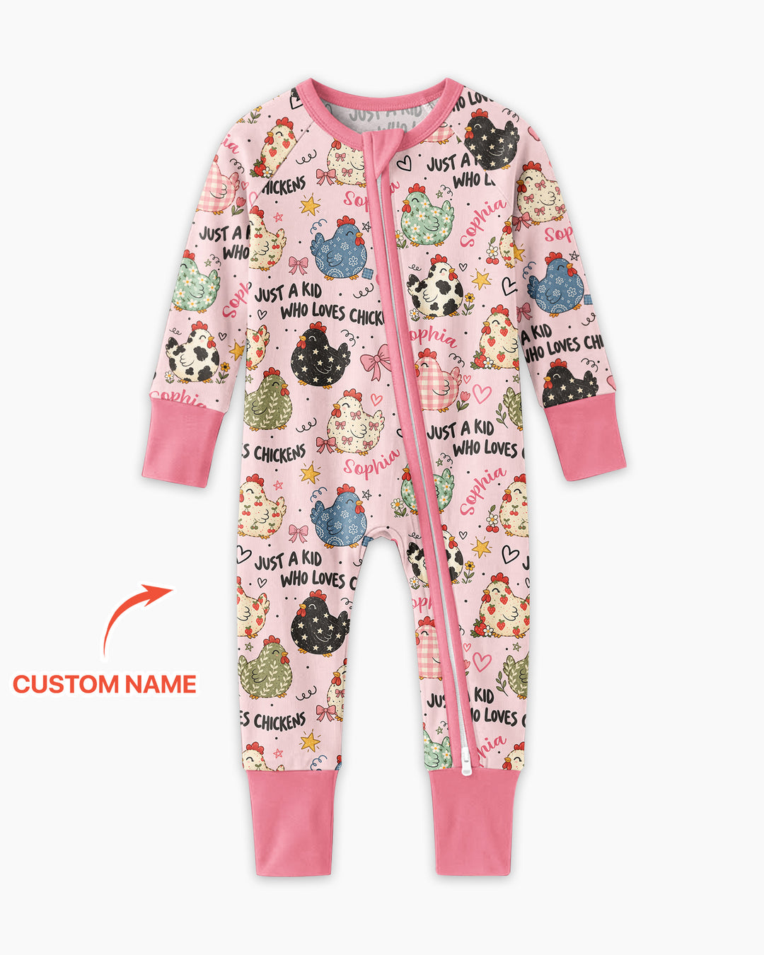 Custom Name Just A Kid Who Loves Chickens Bamboo Convertible Zippy